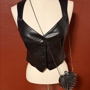7 For All Mankind Black vegan Leather Vest